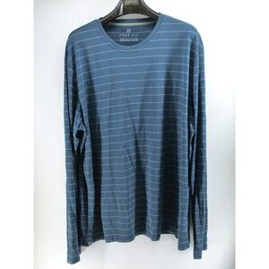 Free Fly Men T Shirt 3XL Crew Performance Bamboo Viscose Blue Striped